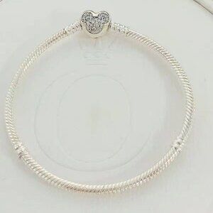 Disney Pandora Moments Mickey Mouse Heart Clasp Snake Chain Bracelet